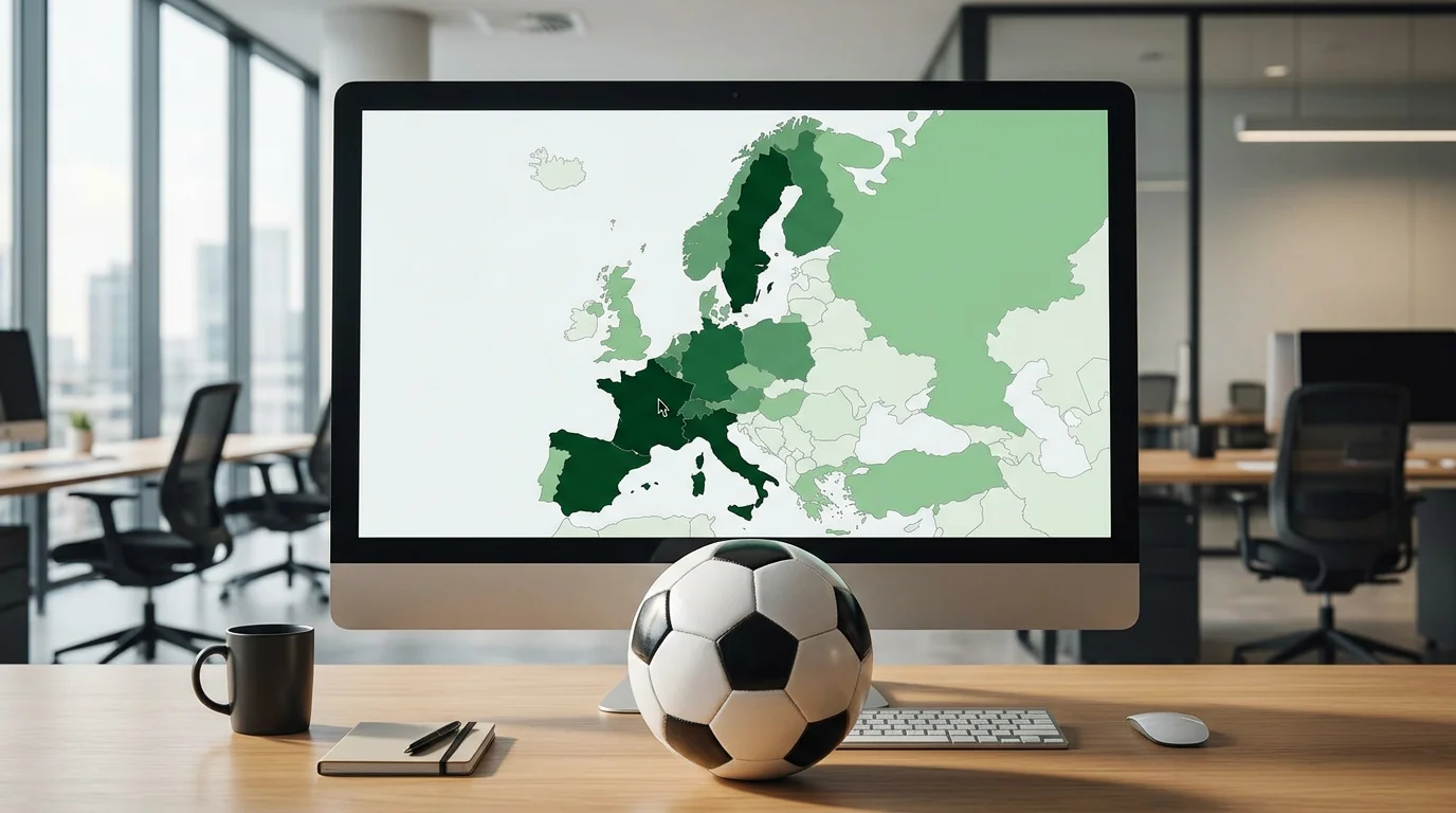 Mapa europeo con penetración online del juego por país y volumen de mercado 2025