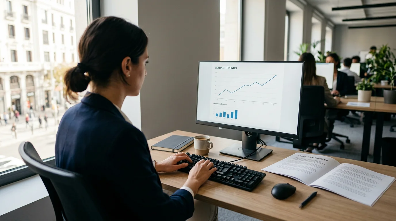 Analista revisa en un monitor los indicadores del mercado de apuestas deportivas en España