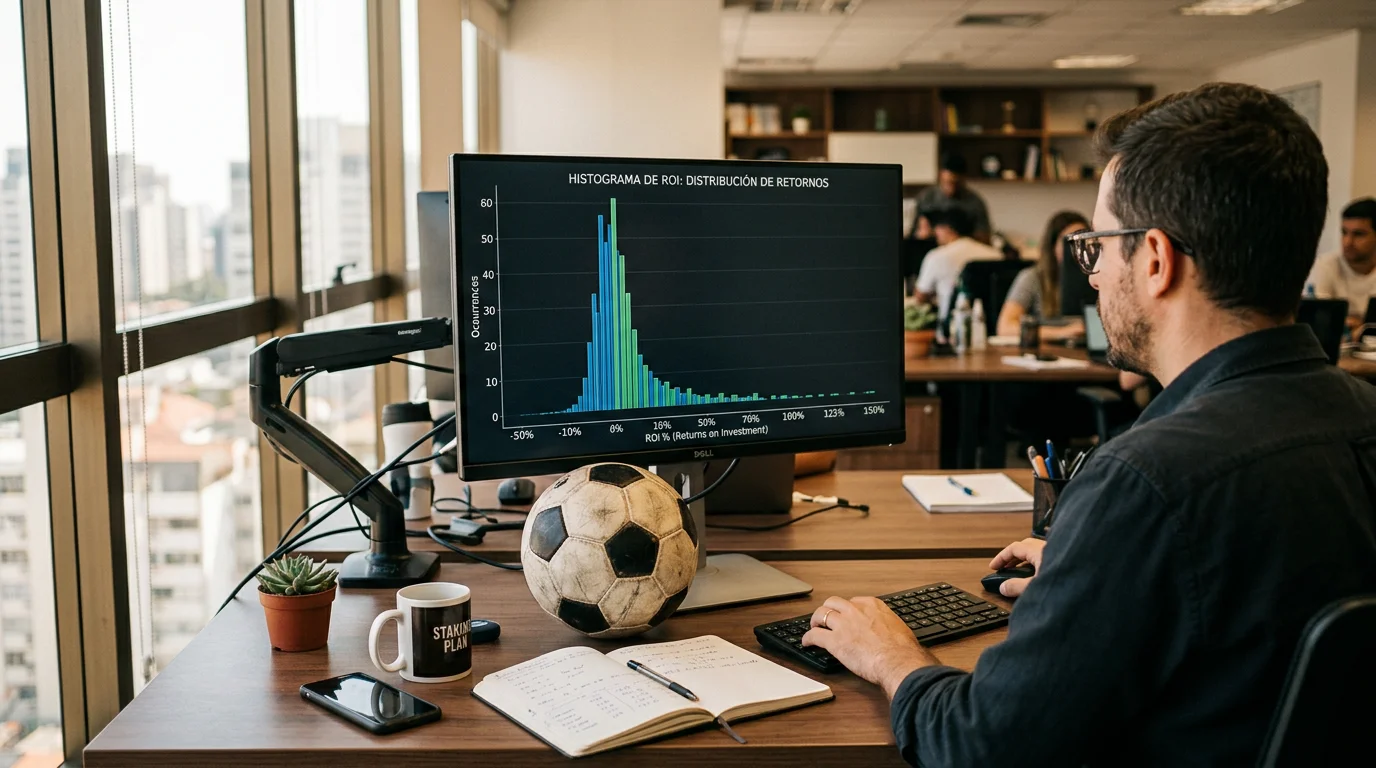 Gráfico de distribución de ROI esperable en apostadores profesionales y recreativos